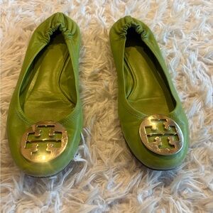 Tory Burch Green Ballet Flats size 10